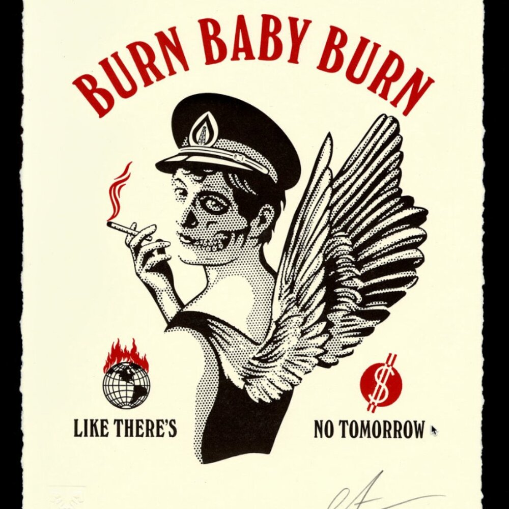 Shepard Fairey Limited Press Burn Baby Burn Print - Professionally Framed